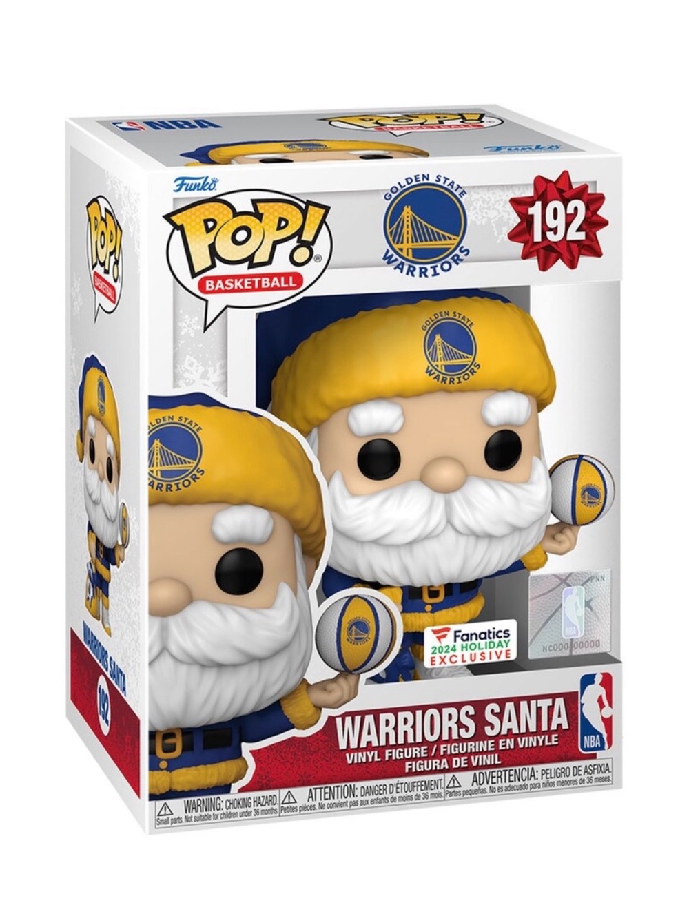 Funko Warriors Santa - Yellow & Blue NBA Holiday Santa Vinyl Figure